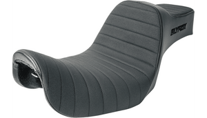 SlyFox Highnoon Vinyl Seat for '96-03 Harley Davidson FXR Models - Classic Stitch w/ Black Logo