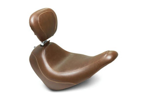 Mustang Wide Tripper Solo Seat with Driver Backrest for '18-Up Harley Davidson Low Rider/S & Sport Glide - Distressed Brown
