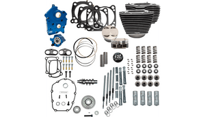 S&S Cycle 132" Power Package Engine Performance Kit for '17-23 Harley Davidson Water Cooled Touring Models - 550 Gear Drive - Wrinkle Black w/Highlighted Fins