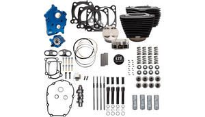 S&S Cycle 129" Power Package Engine Performance Kit 550 Chain Drive for '17-23 Harley Davidson Oil Cooled Touring and '18-23 Softail - Wrinkle Black