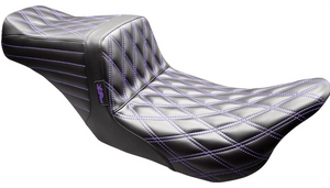 LePera Tailwhip Seat for '08-23 Harley Davidson Touring Models - Black/Purple Double Diamond Stitch