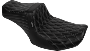 LePera Tailwhip Seat for '24-Up Harley Davidson Road Glide and Street Glide and '23-24 CVO FLHXSE, CVO FLTRSE Touring Models - Bright Gray Double Diamond Stitch