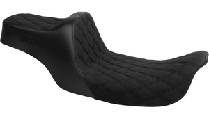 SlyFox High Noon Seat for '96-03 Harley Davidson Dyna FXD - Double Diamond - Black Logo - Black Stitch