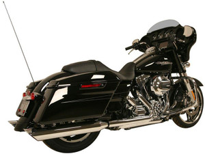 CLEARANCE Rush Racing 4" Gangster Slip On Slash Down Mufflers for '17-Up Harley Davidson Touring Models - Chrome (1 SET IN STOCK)