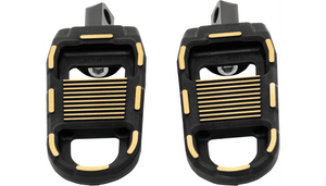 Gilles Tooling Adjustable Male Mount Footpegs for Harley Davidson Models - Black/Gold