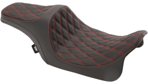 Drag Specialties Predator III Seat for '08-23 Harley Davidson Touring Models - Double Diamond - Red Stitched
