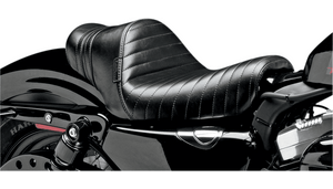 CLEARANCE LePera Stubs Spoiler Pleated Seat for Harley Davidson Sportster XL '04-'23 - Black w/ Black Stripes 