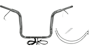 Fat Baggers EZ Install Wired 1-1/2" Round Top Handlebar Kit for '16-20 Harley Davidson FLH Models (Select Size & Finish)