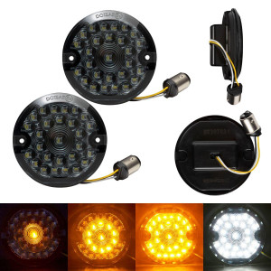 Hogworkz Sequentialz LED Front Turn Signals for Harley Davidson - 157 Base, Flat Lens Style