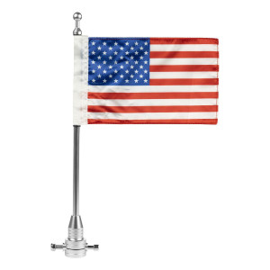 Hogworkz USA Flag / Pole with Luggage Rack Mount for Harley Davidson (Select Pole Finish)
