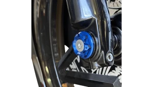Paul Yafee Turret Style Y-Axle with Turret Style Axle Cover Kit Front - 25 mm for '08-23 Harley Davidson Touring Models (Select Color)