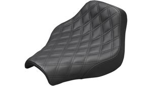 Saddlemen Solo Renegade Seat for '18-26 Harley Davidson Street Bob FXBB and Softail Standard FXST Models - Lattice Stitched - Black