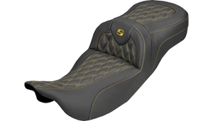 Saddlemen Extended Reach Roadsofa Seat for '08-25* Harley Davidson Touring Models - Carbon Fiber/ Lattice Stitch - Select Stitching Color (Not for '24-Up FLHX/FLTR Models or '23-Up CVO)