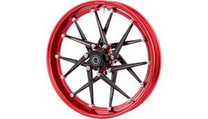 Arlen Ness Spoken Forged Wheel for Harley Davidson - Red Rim/Black Spokes - 21x3.5