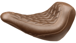 Mustang Wide Tripper Solo Seat (without Backrest) for '18-25 Harley Davidson Lowrider FXLR and Sport Glide FLSB Models - Diamond Stitching - Brown 