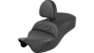 Saddlemen Roadsofa King Seat with Backrest for '09-25 Harley Davidson FLHTCUTG Tri Glide Ultra - Plain Black Stitch 