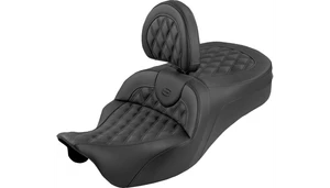 Saddlemen Roadsofa King Seat with Backrest for '09-25 Harley Davidson FLHTCUTG Tri Glide Ultra - Black Lattice Stitch