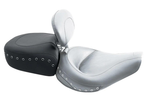 Mustang Recessed Rear 13.5" Passenger Seat for Harley Davidson Road King '94-96 - Smooth Black Pearl-Centered Studded
