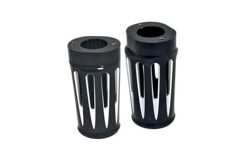 Arlen Ness Fork Boot Covers for '86-14 FLSTF/FLSTN (except '07) -Deep Cut, Black Anodized