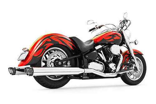 Freedom Performance 4 inch Racing Duals for '99-14 Road Star 1600/1700 -Chrome w/ Black Tips (1 SET IN STOCK)