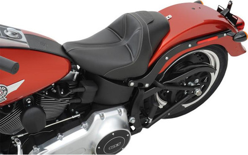 Saddlemen Dominator Solo Seat w/ Driver Backrest Option with SaddleGel for '06-10 FXST & '07-17 FLSTF/B -Smooth Saddlehyde