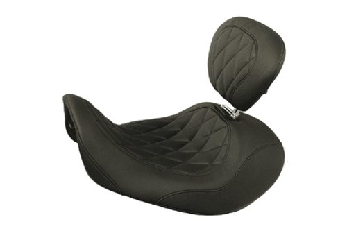 Mustang  Wide Tripper Forward Solo w/ Driver Backrest for '06-17 Dyna/Wide Glide Models -Diamond Stitch Pattern