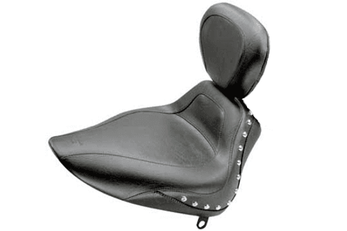 Mustang  Sport Solo Seat with Driver Backrest  for Springer Classic '06-07  & Heritage Classic '07-15  (with Standard Rear Tire) -Studded