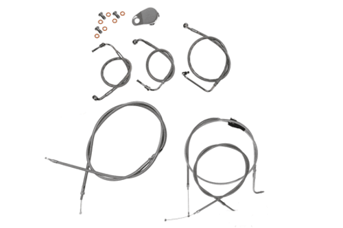 L.A. Choppers Cable Kit for '96-07 FLHR & '98-07 FLTR for use with 15"-17" Ape Hangers -Chrome