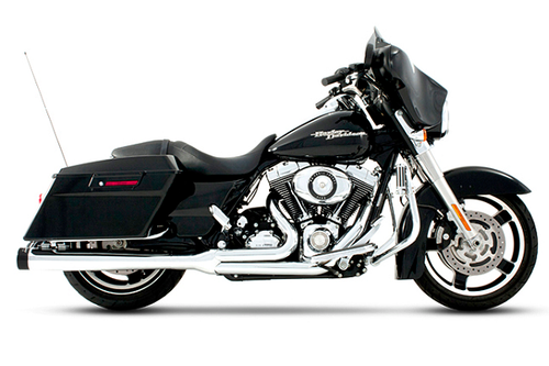 Rinehart Racing 2-into-1 Exhaust for '09-16 HD Touring Models - Chrome w/ Black End Cap