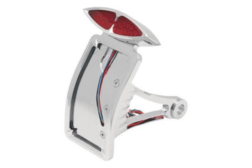 Drag Specialties Side Mount DECO Taillight w/ License Plate Mount for '86-99 FXST/FLST w/ ¾" Axle Curved Vertical