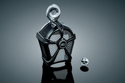 Kuryakyn Mach 2 Horn Cover for '95-13 H-D models equipped with the 'Cowbell' horn -Gloss Black with Chrome Mesh