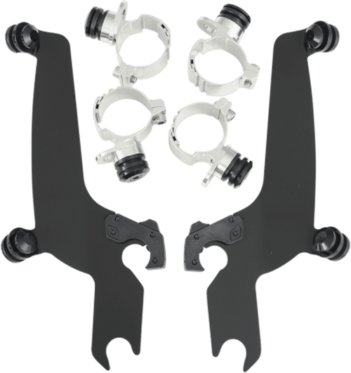 Memphis Shades Fats/Slim No Tool Windshield Mounting Hardwarefor Stateline 1300 '10-13 -Black Night Shades