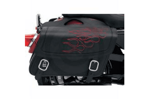 Saddlemen  Highwayman Tattoo Saddlebags -Red Stitching Medium