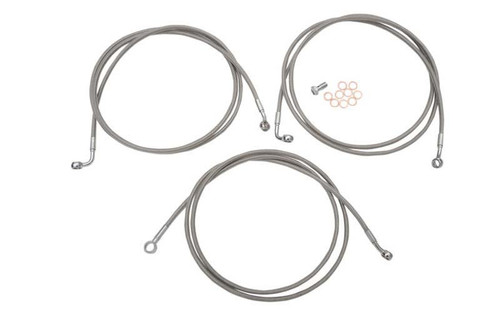 L.A. Choppers Stainless Steel Brake Lines for '14-16 FLHT/FLHR/FLHX (W/ ABS) -for 18-20" Ape Hangers, Stainless Steel