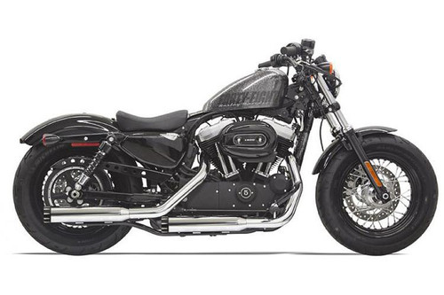 Bassani 3" Billet Slip On Mufflers for '14-20 Harley Davidson Sportster Models Chrome w/ Black Billet End Cap w/ Contrasting Flutes