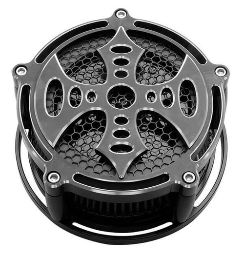Precision Billet Air Cleaner for Harley Davidson, 4 Hole (Non-TBW) -Bad Axe Edition -Black  