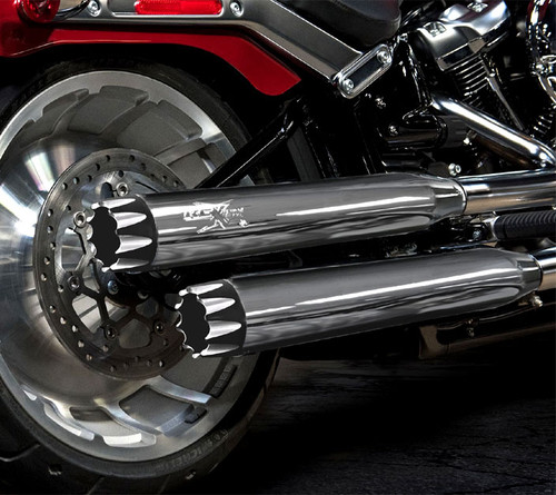 RCX 3 inch Slip on Mufflers with Tips for Certain '18-Up Harley-Davidson Softail Models - Chrome or Black