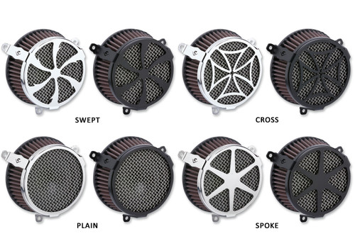 Cobra Air Cleaner Kits for '17-Up Harley Davidson Touring Models - 4 Designs (Black or Chrome)