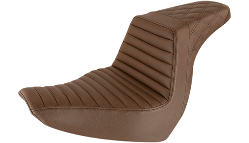 Saddlemen Step Up Seat Rear Lattice Stitch/Tuck and Roll for '18-Up Harley Davidson Softail Lowrider FXLR and Sport Glide FLSB - Brown