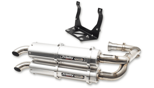 Trinity Racing Stage 5 Dual Exhaust System for Maverick X3 Turbo R 900 4x4 - Brushed