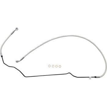 Magnum Shielding Braided Front Upper ABS Brake Line for ‘18-24 Indian Scout Bobber - Sterling Chromite