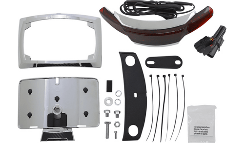 Ciro Latitude Lightstrike Taillights with License Plate Holder for '14-23 Harley Davidson Touring - Chrome/Red Lens