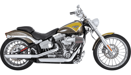 Vance & Hines 3" Twin Slash Slip-On Mufflers for '07-17 Harley Davidson Softail Heritage Classic and '07-12 Softail Standard - Chrome (49-state emissions compliant)