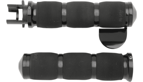 Avon Grips 3-Ring Air Cushioned Grips with Throttle Boss for '14-17 Indian Touring Models - Black Anodized 