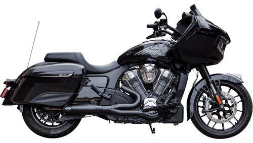 S&S Cycle Stainless Steel 2-into-1 Qualifier (Race Only) Exhaust System for '20-Up Indian Challenger/Pursuit Models - Black