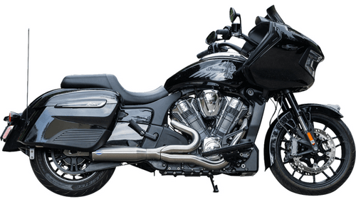 S&S Cycle 2-into-1 Qualifier Exhaust System for '20-Up Indian Challenger/Pursuit Models - Brushed Stainless Steel (50 State Emission Compliant)
