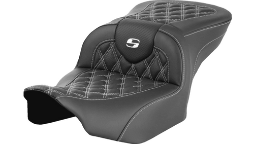Saddlemen Roadsofa Lattice Stitch Seat (without Backrest) for '24-Up Harley Davidson Street Glide, Road Glide and '23-24 CVO FLHXSE, CVO FLTRSE - White Stitching