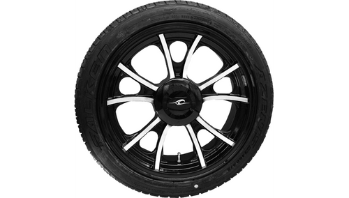 Coastal Moto Largo 3D Rear Wheel/Rotors/Tire Combination for '09-23 Harley Davidson Trike Models - Black Cut (18") | Falken Tire (215/45ZR18)