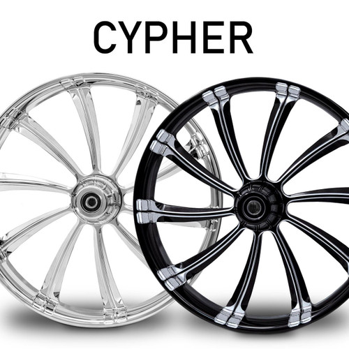 RC Components Cypher Forged Billet Wheels for Harley Davidson Softail, Dyna, Sportster and V-Rod Models (Select Finish)