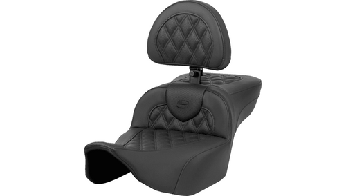 Saddlemen Extended Heated Roadsofa Seat with Driver Backrest for '24-Up Harley Davidson Street Glide and Road Glide Models and '23-24 CVO FLHXSE, CVO FLTRSE Models - Lattice Stitch